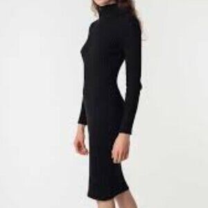 Black Ribbed Knit Turtleneck Midi Dress  Stretchy & Warm size S (Estimated)